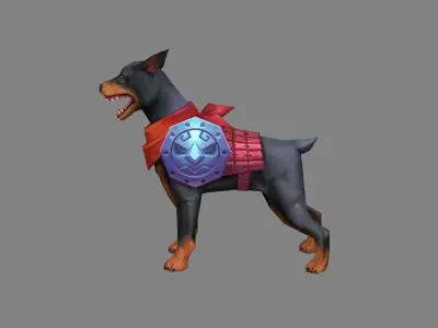 Cartoon German Pinscher - miniature hound dog Low-poly 3D model