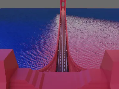 Golden Gate Bridge Low-poly 3D model