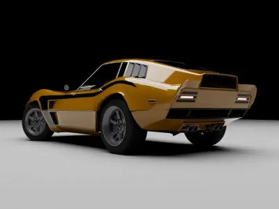 70s performance muscle-sports coupe Low-poly 3D model