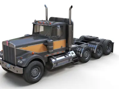 Kenworth W900A Day Cab Heavy Haul Spec Tractor  Low-poly 3D model