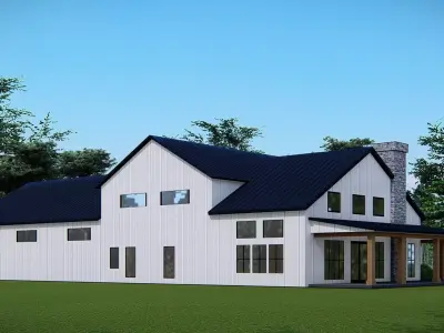 Modern American Barndominium Farmhouse 3D Model Home  Garage 3D model