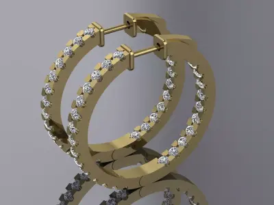 Jewelry Earrings Brand Gold Diamond 3D print model