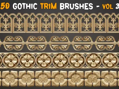 50 Gothic Trim Brushes   Vol 37 Low-poly 3D model