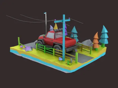 Cartoon Car collection toon vehicle animation character sport 3D model