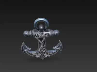 Ornamental Anchor 3D Model Stylized Nautical Sculpture Print 3D print model