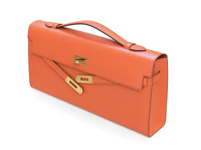 Hermes Kelly Cut Clutch Orange Leather Low-poly 3D model