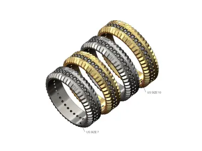 Fluted watch bezel diamond ring US size 7 to 10 3D print model
