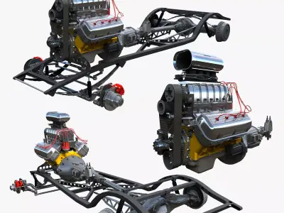 HotRod custom frame highpoly 3D model