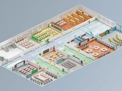 School Low-poly 3D model