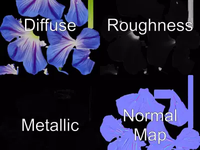 Blue Morning Glory model pack Low-poly 3D model