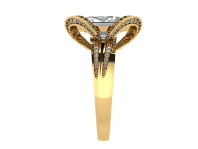 Ring374 princess cut diamond engagement ring gold 3D print model