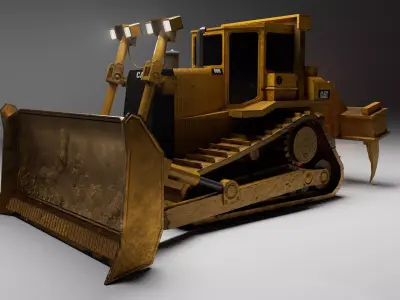Bulldozer Low poly 3d Model Low-poly 3D model