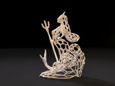 Mermaid Sculpture with Trident 3D print model