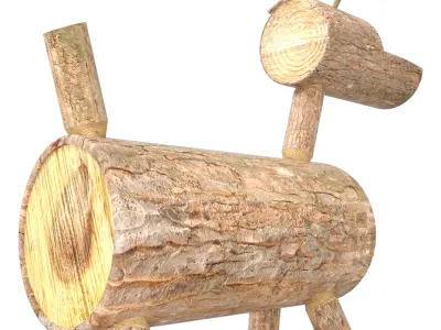 Christmas Logs Deer Low-poly 3D model