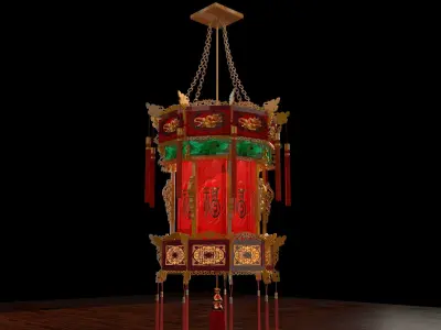 Chinese red palace lantern  3D model