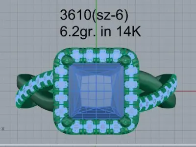 Square Halo Twisted Ring 3610 3D print model