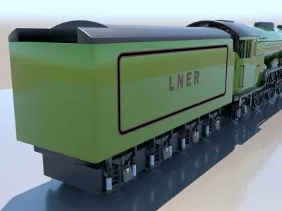 Flying Scotsman Steam Locomotive Low Poly 3D model