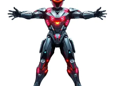 Futuristic Cyber Warrior model pack Low-poly 3D model