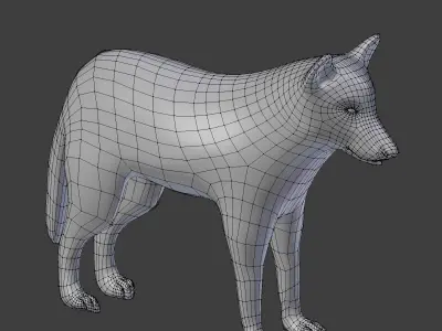 wolf with fur 3D model