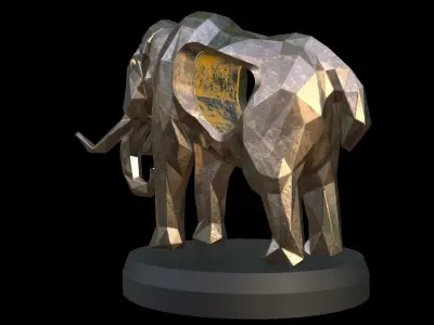 Steampunk Mammoth Low-poly 3D model
