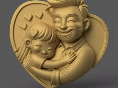 Heartwarming Father Daughter 3D STL Art Print 3D print model