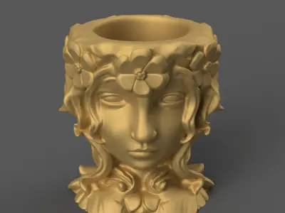 Flower Crown Woman Planter 3D STL File for Decoration 3D print model