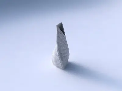 Vase twist puffy tipped triangle with grid plates 3D print model