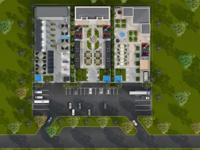 The Small Town  Low-poly 3D model