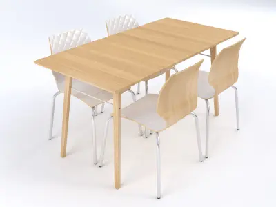 Tables and chairs set Boston style Low-poly 3D model