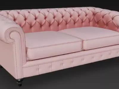 Pink Chesterfield Sofa 3D Model 3D model