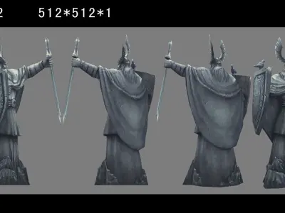 Figure sculpture stone ancient war 3D model