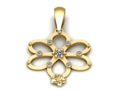 Elegant Floral Loop Pendant  3D Printable Model 3D print model