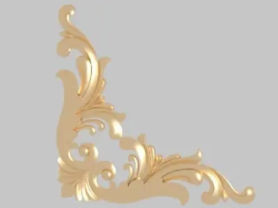 pattern wood cnc flowers 3d model classical gold frame 3D model 3D model