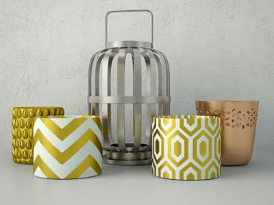 Lantern candles and candleholder by HM Home 3D model