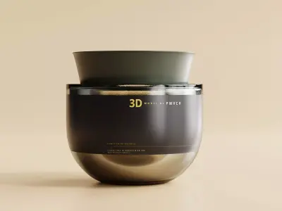 Amber Glass Cosmetic Jar Low-poly 3D model