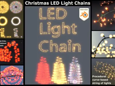 Christmas LED Light Chains Curve-Based Low-poly 3D model