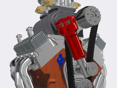 Vintage Blown BBC Drag Engine 3 configs with Options 3D print model