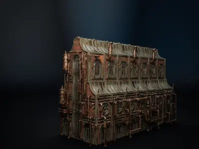 STEAMPUNK INDUSTRIAL BUILDING 6 Low-poly 3D model