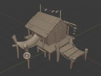 Hut on the shore 3D model
