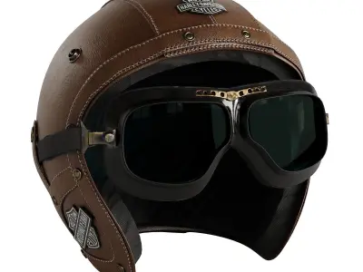 Leather moto helmet 3D model