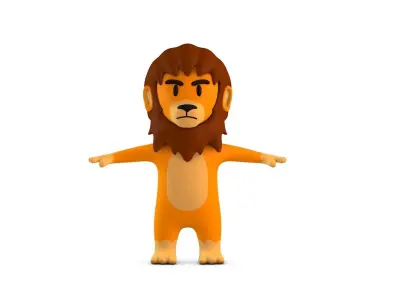 Cartoon Lion Character Low-poly 3D model
