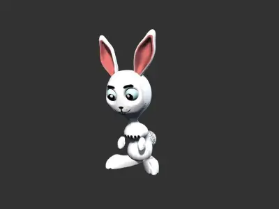 Simple Cartoon Rabbit  Low-poly 3D model
