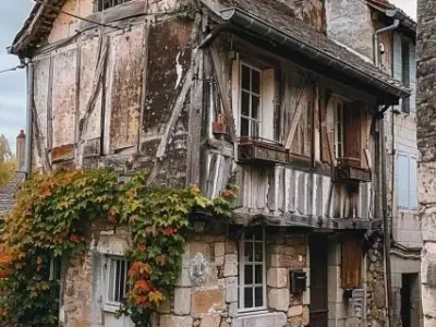 Rustic Old Timber and Stone House Medieval Village Asset Low-poly 3D model