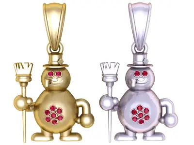 Snowman Shaped Jewelry Pendant 3D print model