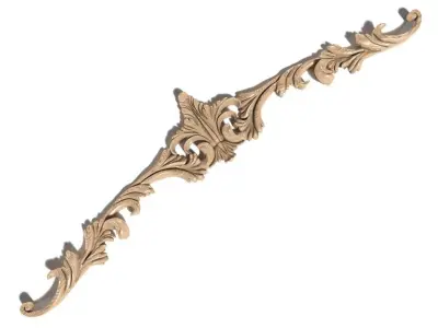 Cartouche-013 gold ornate cabinet pull 3D model
