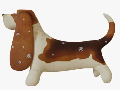 Basset dog fabric toy 3D model