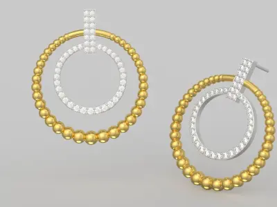 circle diamond jewelry earring je0039 3D print model