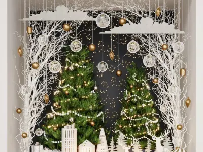 Christmas showcase Green  white 3D model