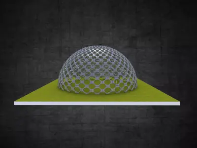 Dome hexagonal grid circular pattern large scale structure Low-poly 3D model