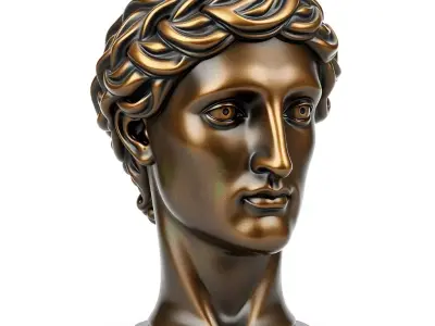 Classic Bronze Male Bust Statue Low-poly 3D model
